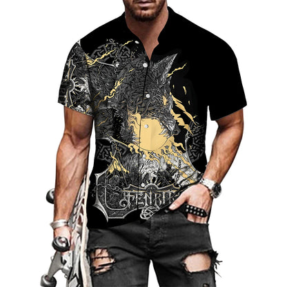 Mythology Button Shirts Gothic Turn Down Collar