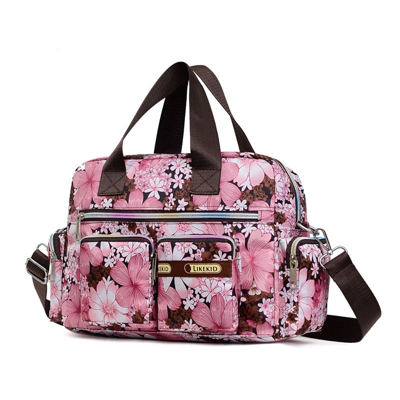 Ladies Messenger Bag Casual Handbag Shoulder Large Capacity Waterproof Tote Bag Flower Printed Bags Outdoor Picnic Bag For Women