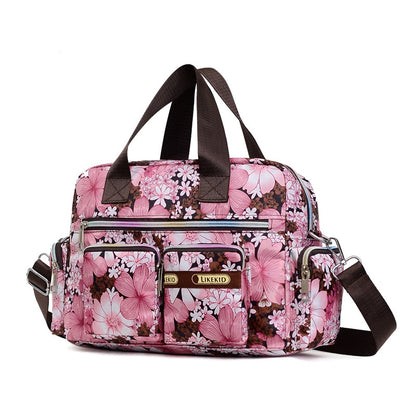 Ladies Messenger Bag Casual Handbag Shoulder Large Capacity Waterproof Tote Bag Flower Printed Bags Outdoor Picnic Bag For Women
