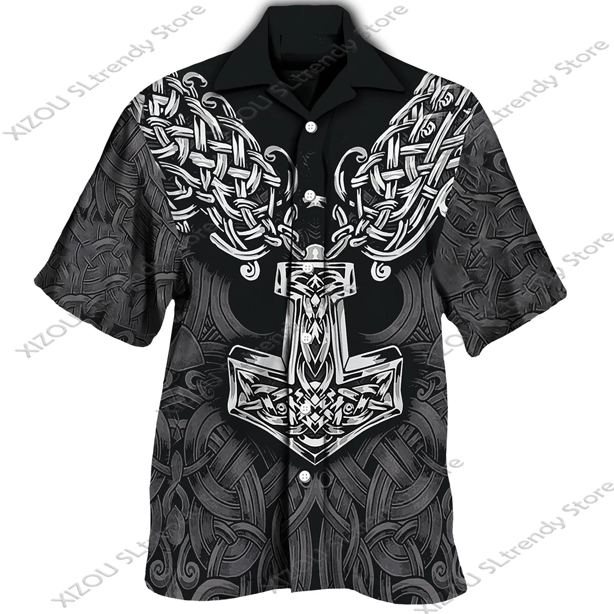 Mythology Button Shirts Gothic Turn Down Collar