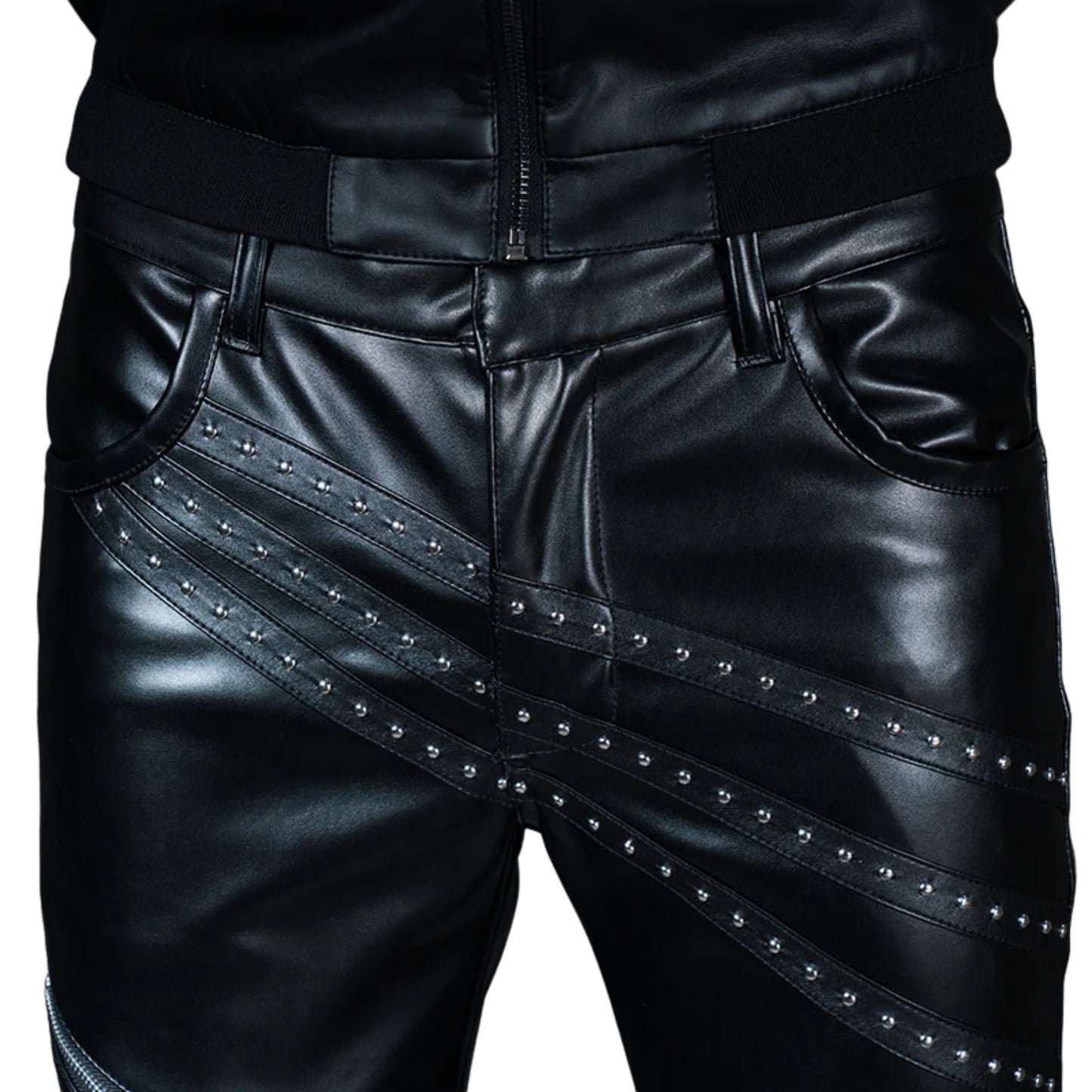 New Mens Skinny Biker Leather Pants Fashion Faux Leather Motorcycle Trousers For Male Stage Club Wear