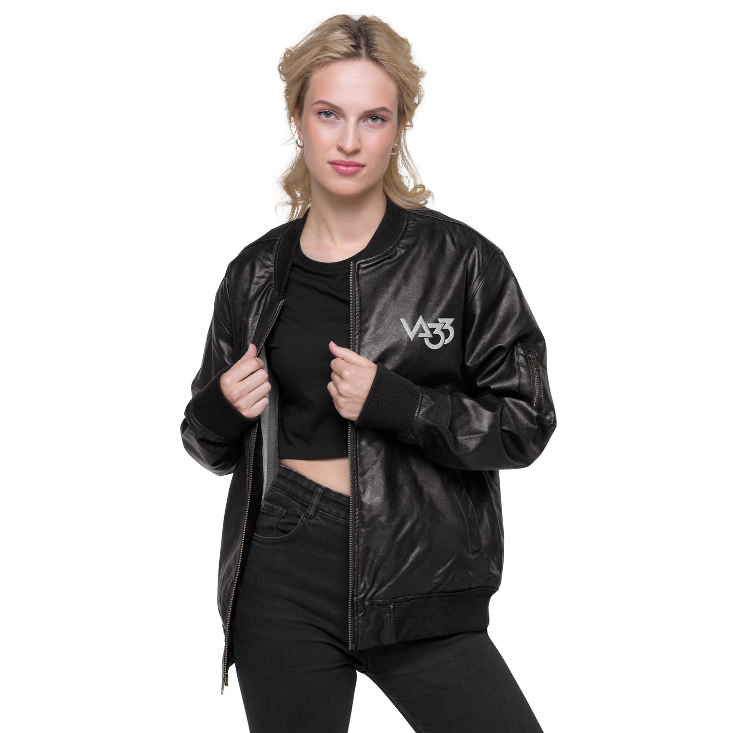 CV33_Leather Bomber Jacket