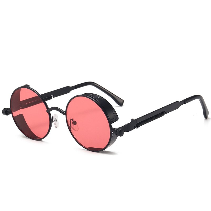 Retro Round Metal Sunglasses Unisex Vintage Spring Legs Steampunk Mirror Sunglasses for Uv400 Sun Glasses Gafas