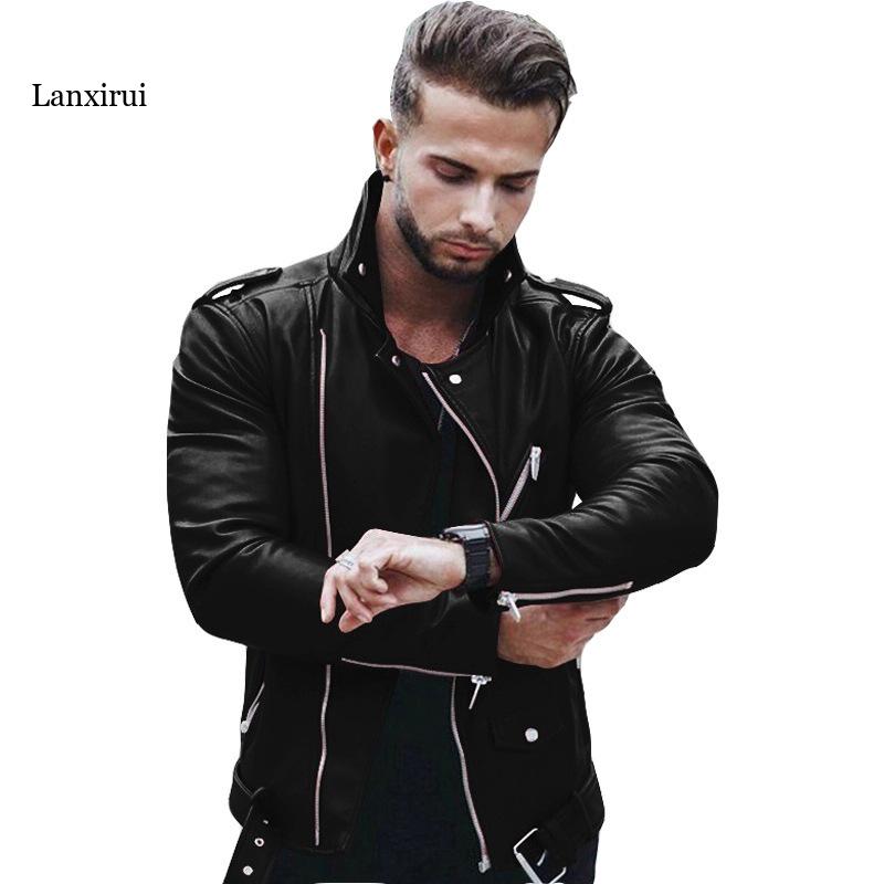 Autumn Winter Men Leather Jacket New Men&#39;s Fashion Moto &amp; Biker PU Leather Jackets Coat Male Red Jacket