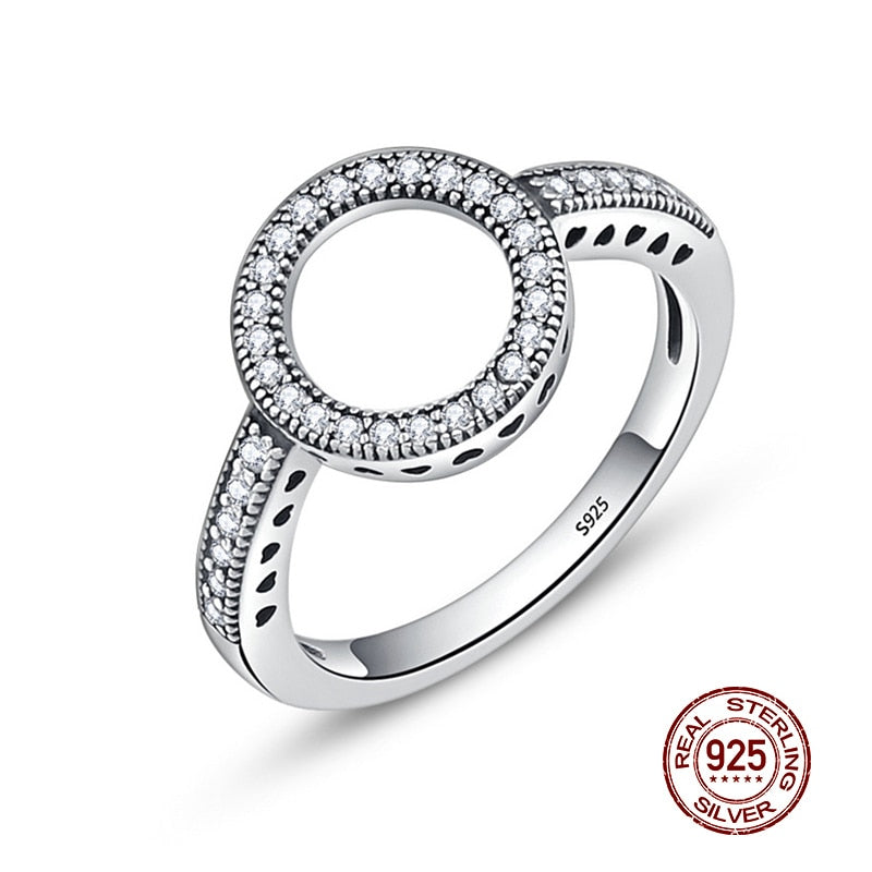 WOSTU, gran oferta, anillos de dedo de círculo de la suerte de Plata de Ley 925 auténtica para mujer, anillos de corazón CZ, joyería de moda, regalos, triangulación de envíos