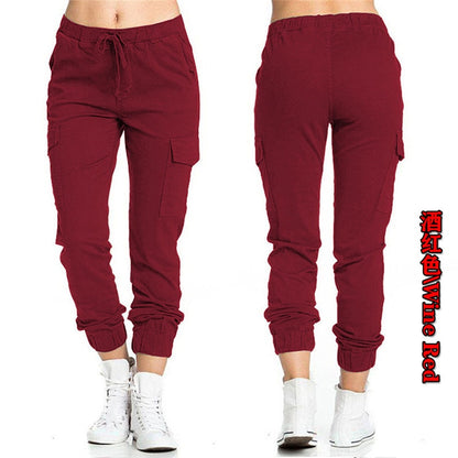Pantalones cargo para mujer, con múltiples bolsillos, cordón ajustable, cintura elástica, deportivos, informales, largos