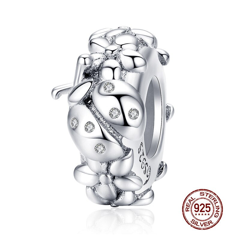 WOSTU Real 925 Sterling Silver 15 Styles Pet Vintage Heart Spacer Stopper Beads fit Wostu original Charm Bracelet Jewelry CQC593