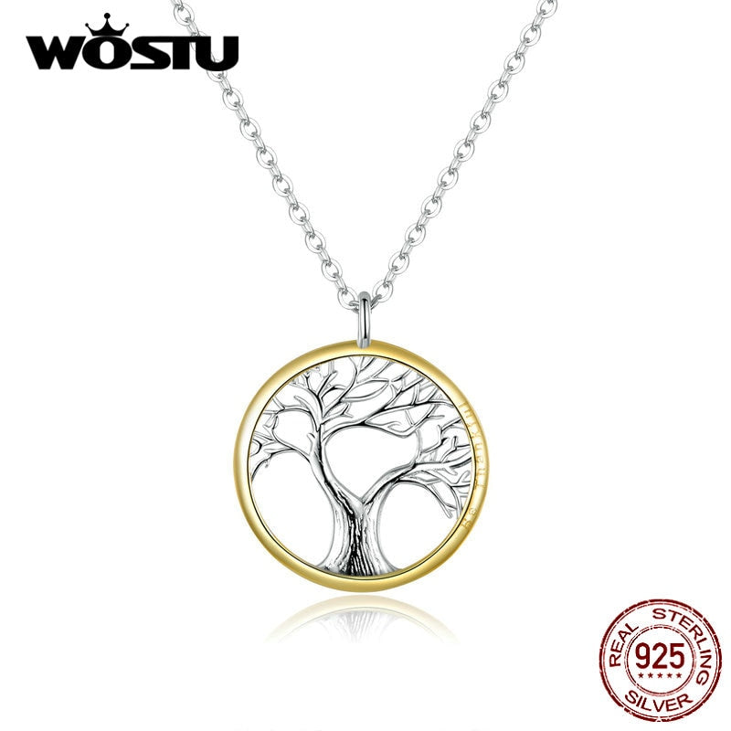 WOSTU 2019 New Arrival 925 Sterling Silver Tree for life Necklace Chain Link For Women Wedding Necklace Luxury Jewelry CQN367