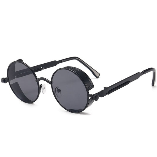 Retro Round Metal Sunglasses Unisex Vintage Spring Legs Steampunk Mirror Sunglasses for Uv400 Sun Glasses Gafas