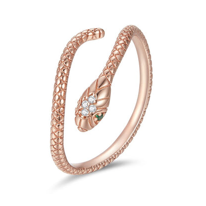 WOSTU 925 Sterling Sliver ajustable verde fluorescente serpiente circón anillos abiertos para mujeres joyería Original femenina CTR233