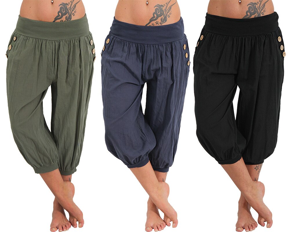 Nuevos pantalones capri holgados informales Aladdin para mujer