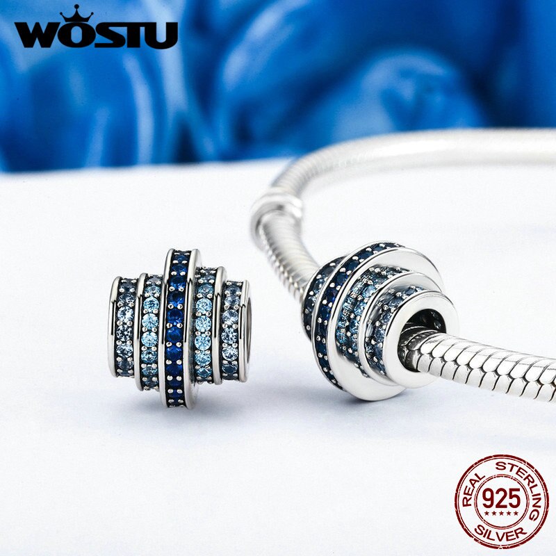 High Quality Real  925 Sterling Silver Blue Melody Beads Fit Original WST Charm Bracelet Authentic Fine Jewelry CQC129