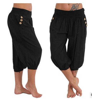 Nuevos pantalones capri holgados informales Aladdin para mujer