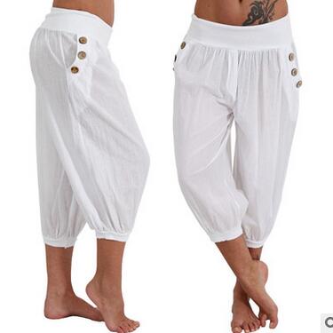 Nuevos pantalones capri holgados informales Aladdin para mujer