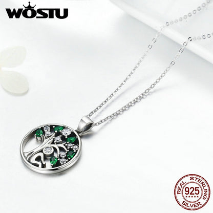 WOSTU, recién llegado, plata de ley 925 auténtica, collares con colgante de árbol para mujer, regalo de joyería fina de lujo CQN094
