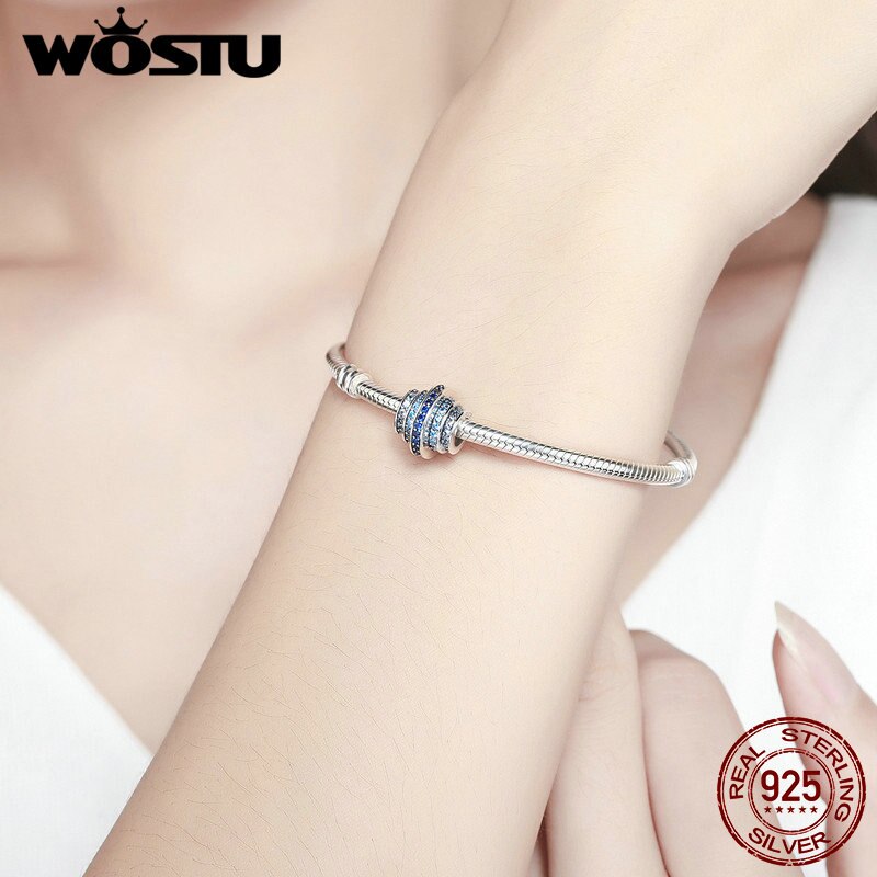 High Quality Real  925 Sterling Silver Blue Melody Beads Fit Original WST Charm Bracelet Authentic Fine Jewelry CQC129