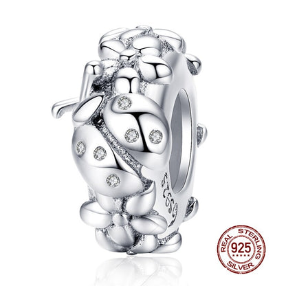 WOSTU Plata de Ley 925 auténtica corazón cuentas flor Retro patrón dijes colgante ajuste Original DIY pulsera collar joyería de plata