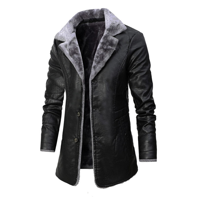 Diseño de códigos negros Chaqueta de alta calidad Ropa de cuero de calle para hombres Chaqueta gruesa Chaqueta de lana para hombres Chaqueta informal PU