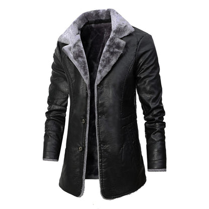 Diseño de códigos negros Chaqueta de alta calidad Ropa de cuero de calle para hombres Chaqueta gruesa Chaqueta de lana para hombres Chaqueta informal PU