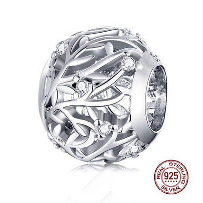 WOSTU Plata de Ley 925 auténtica corazón cuentas flor Retro patrón dijes colgante ajuste Original DIY pulsera collar joyería de plata