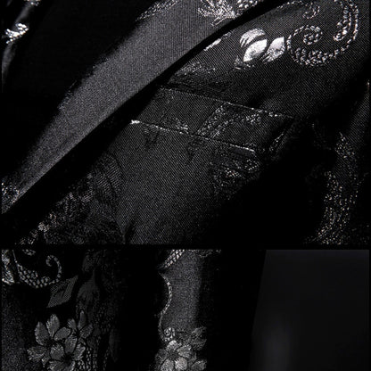 Mens Blazer Vintage Jacquard Blazer Hombre Wedding Groom Suit Metal Gold Yarn Luxury Dinner Chaqueta Hombre Formal Slim Blazer