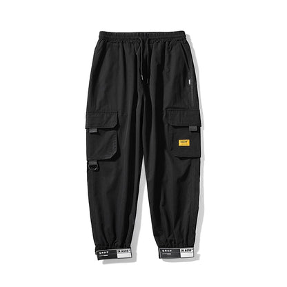 Streetwear pantalones negros cintura elástica pantalones de chándal verano otoño Hip Hop mujer Pantalones