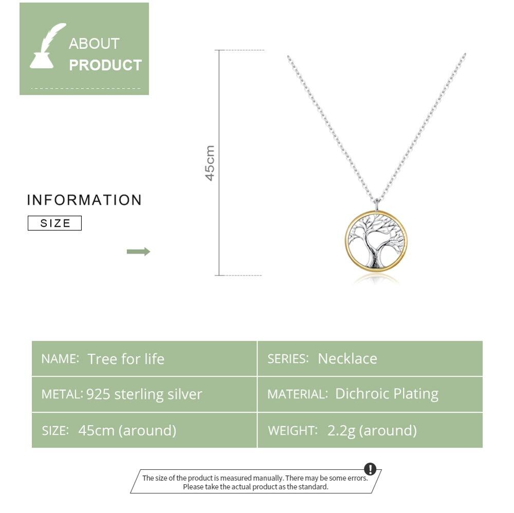 WOSTU 2019 New Arrival 925 Sterling Silver Tree for life Necklace Chain Link For Women Wedding Necklace Luxury Jewelry CQN367