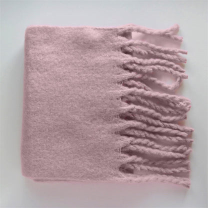 Bufanda de Cachemira de lujo para mujer, abrigo grueso cálido de invierno, capa sólida, bandana femenina, pashmina, borla larga, foulard femenino, manta gruesa