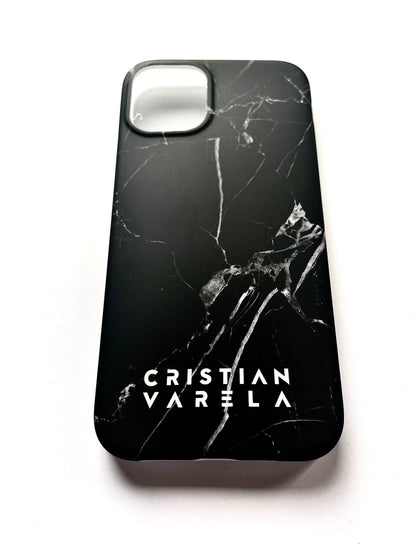 Iphone12/ 12Mini_Estuche de mármol negro/transparente