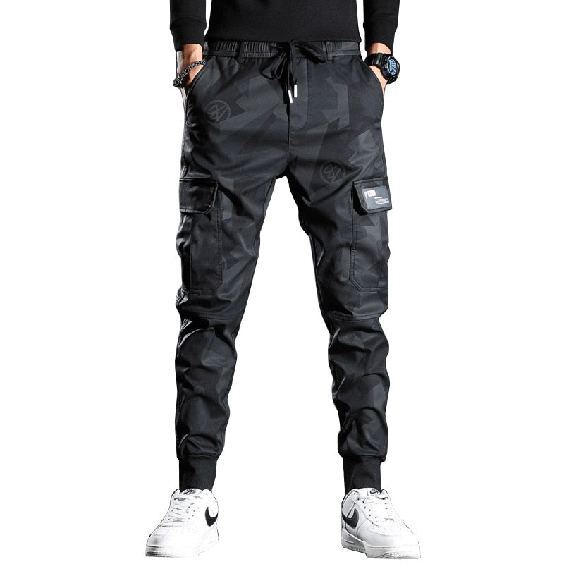 Pantalones de chándal Hombres Camuflaje Elasticidad Militar Cargo Pantalones Cordón Multi bolsillos Bottoms Casual Jogger Pantalones