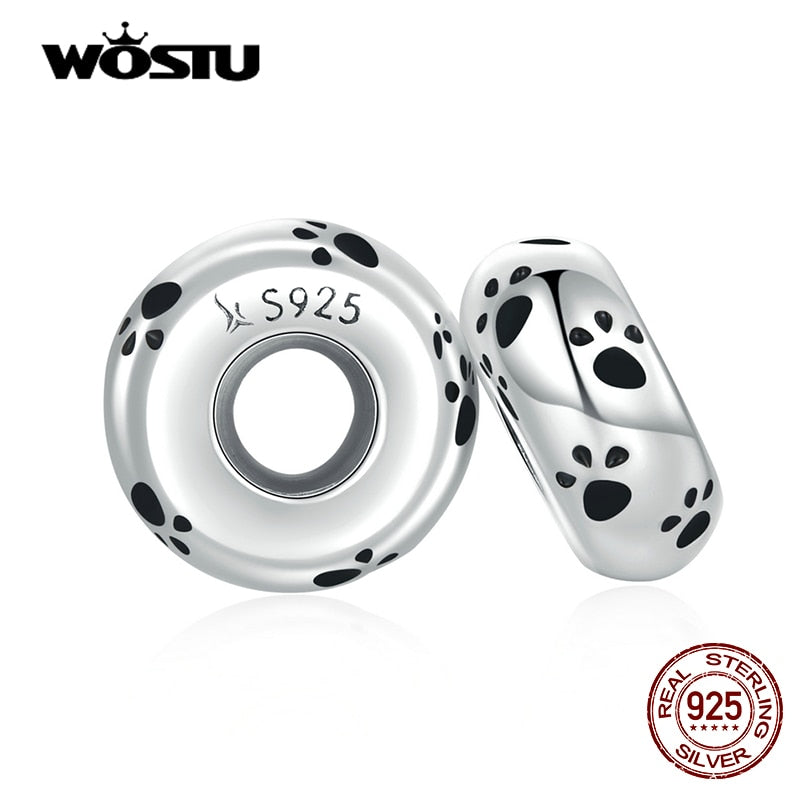 WOSTU Real 925 Sterling Silver 15 Styles Pet Vintage Heart Spacer Stopper Beads fit Wostu original Charm Bracelet Jewelry CQC593