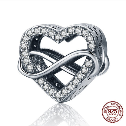 WOSTU 100% 925 Sterling Silver Heart Vintage Charms Beads Fit Original DIY Bracelets Necklace Mother&#39;s Day Jewelry Gifts for Mom