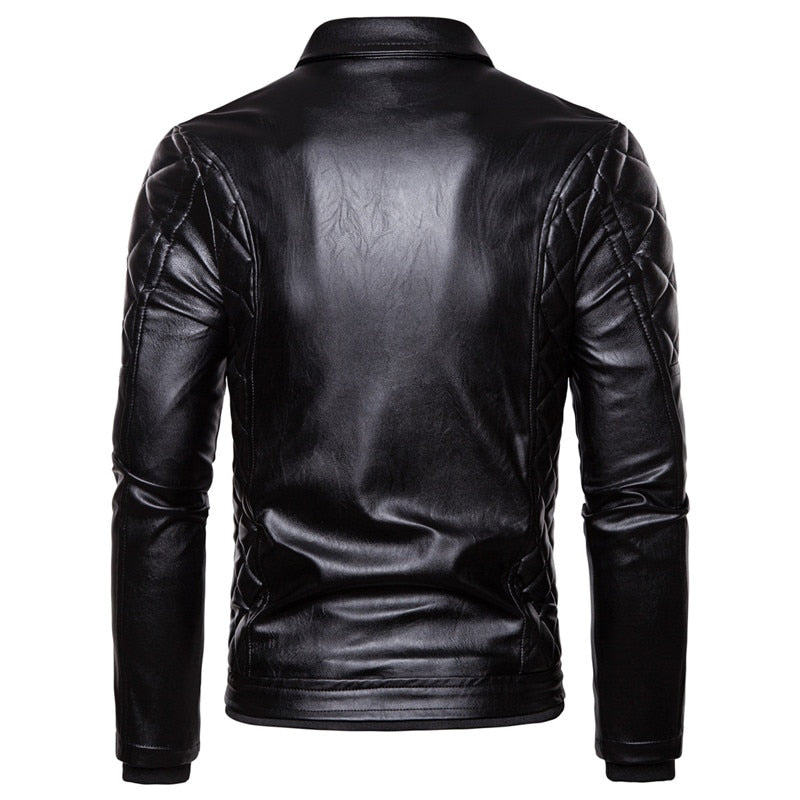 2023 New Design Motorcycle Bomber Add Wool Leather Jacket Men Autumn Turn Down Fur Collar Removable Slim Fit Male Warm Pu Coats