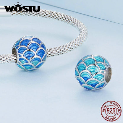 WOSTU 925 plata esterlina colorido gradiente carpa diablo flor encantos pez colgante dragón escala cuentas ajuste DIY pulsera collar