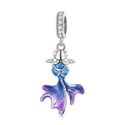 WOSTU 925 plata esterlina colorido gradiente carpa diablo flor encantos pez colgante dragón escala cuentas ajuste DIY pulsera collar