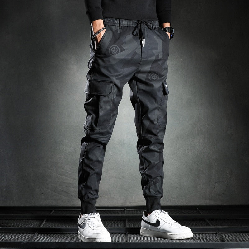 Sweatpants Men Camouflage Elasticity Military Cargo Pants Drawstring Multi Pockets Bottoms Casual Jogger Trousers