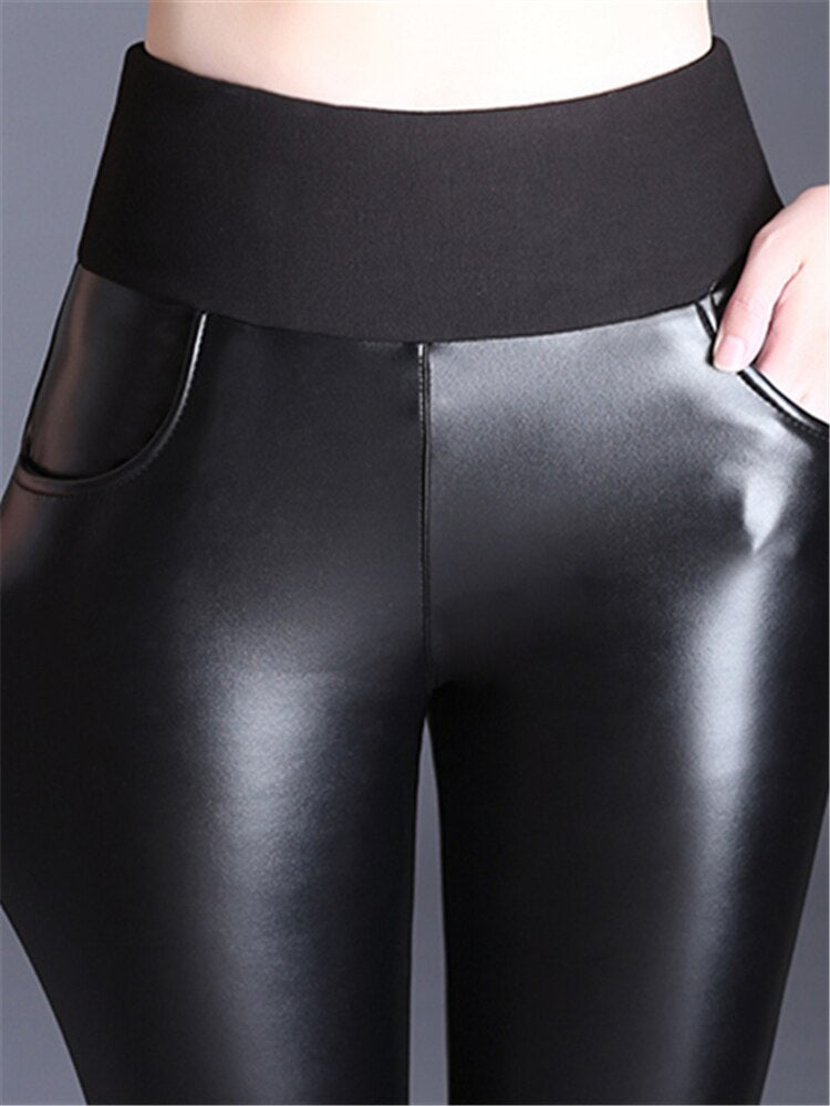 Black  Women Skinny Pants Autumn Winter High Waist Female Street Bottom Pencil Trousers, New Collection