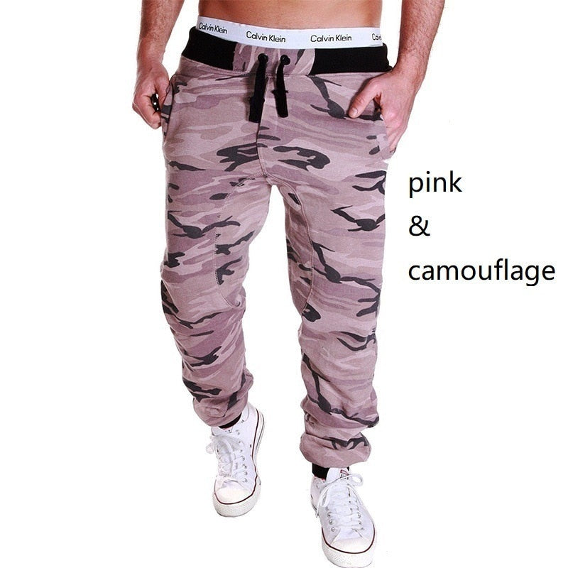 Pantalones de chándal Hombres Camuflaje Elasticidad Militar Cargo Pantalones Cordón Multi bolsillos Bottoms Casual Jogger Pantalones