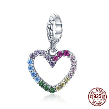 WOSTU 100% 925 Sterling Silver Heart Vintage Charms Beads Fit Original DIY Bracelets Necklace Mother&#39;s Day Jewelry Gifts for Mom