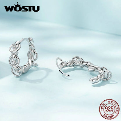 WOSTU Plata de Ley 925 auténtica, anillos con borlas, pendientes de tuerca para mujer, estilo punk, joyería fina, regalo de fiesta, pendientes de aro CQE1489
